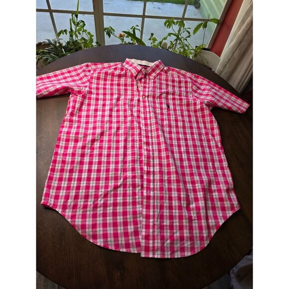 Easter Men’s Ralph Lauren Cotton Custom Fit Dress Shirt Size XLT Pink Plaid styl - Picture 1 of 12